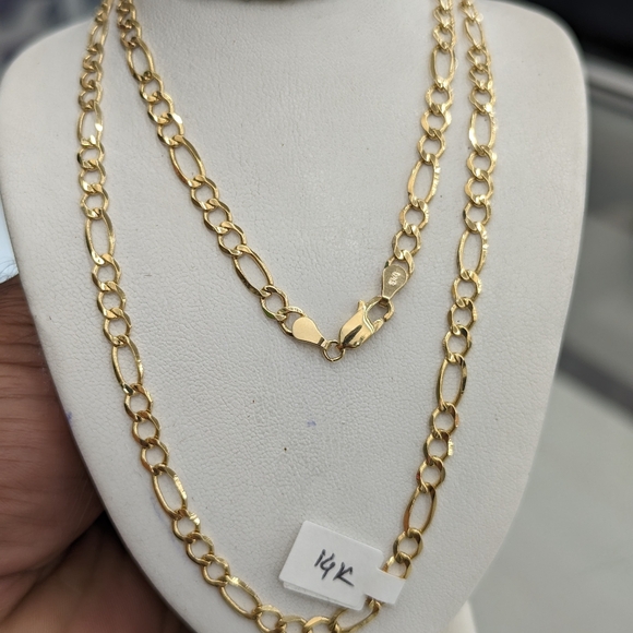14kt Real Solid Gold Figaro Chain 4.5mm 24 inches